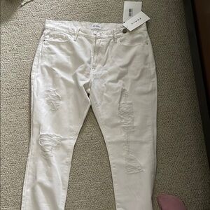 Frame Denim White Skinny Distressed Jeans